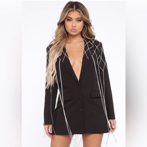 Business Mode Blazer Mini Dress - Black